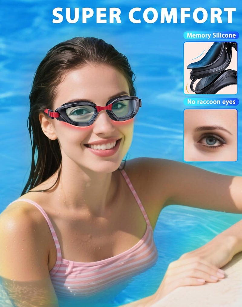 Vegemono Swim Goggles, Unisex Adult Swimming Goggles Anti Fog Anti UV No Leakage Wide View for Men Women Youth - Image 4
